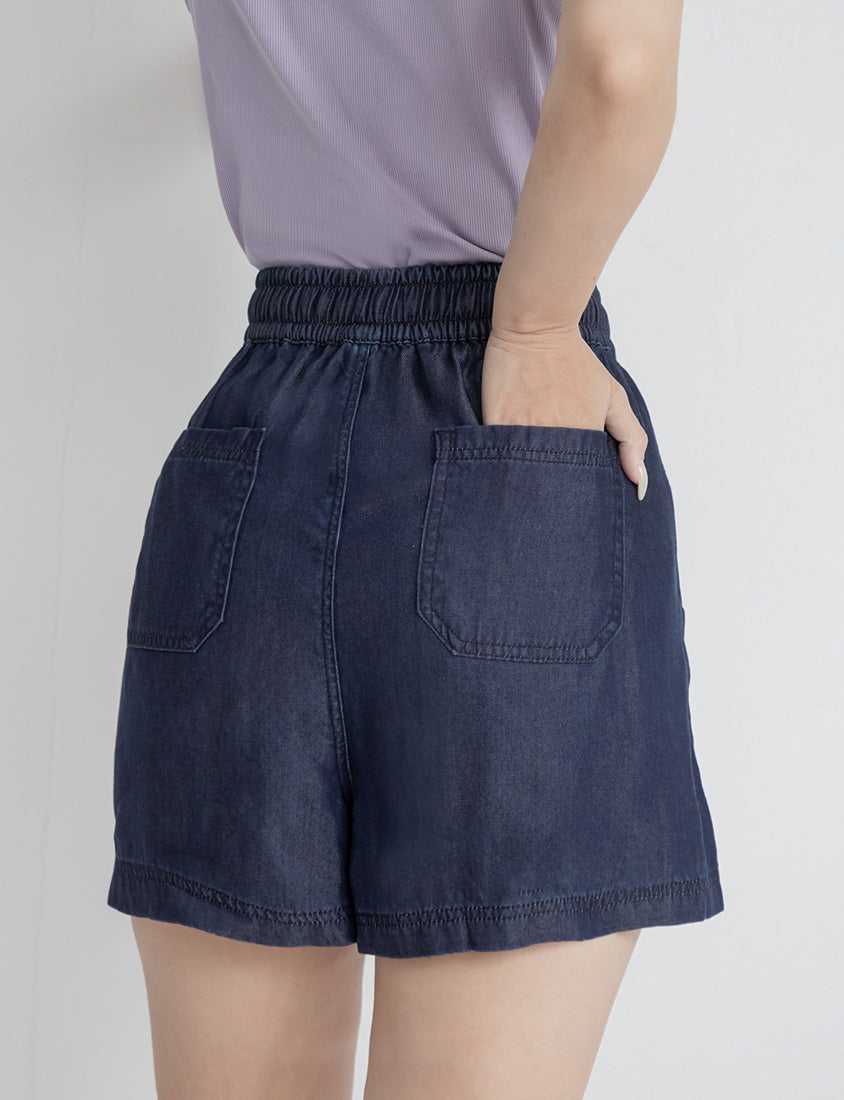 Cooling Soft Drawstring Plus Size Denim Shorts
