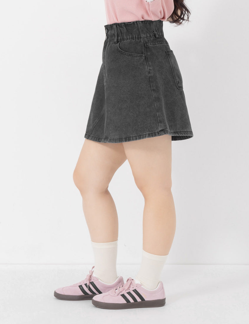 Ultra High Waist Tummy Flattering Plus Size A-Line Denim Skirt