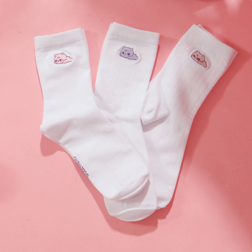 Poly Lulu x UGLY MEWS Collab Embroidered Socks (3-Pack)
