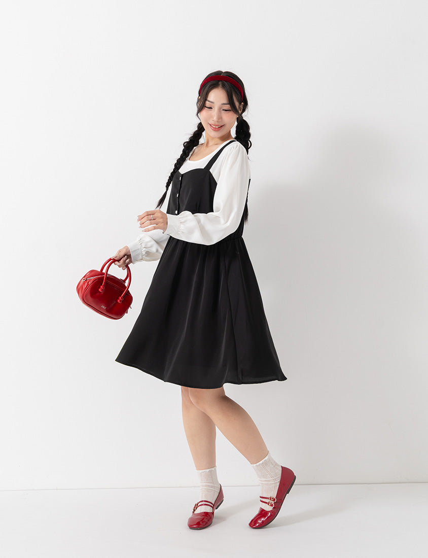 Sweet Slim Fit Faux Two-Piece Plus Size Mini Dress