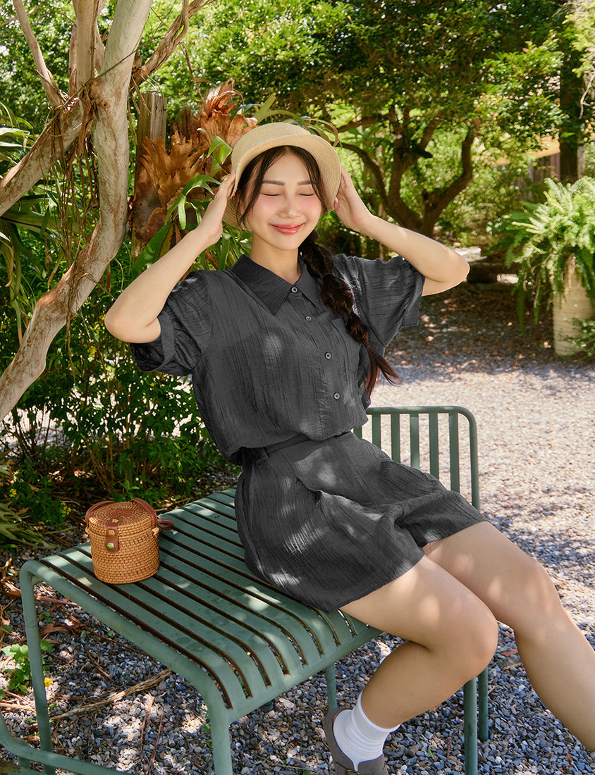 MISS. Lightweight Sheer Crinkle Plus Size Shirt
