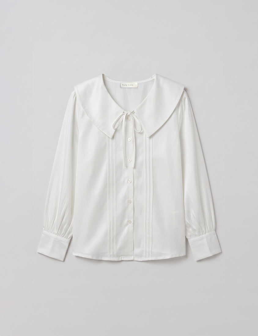 MISS. Ethereal Sheer Collared Plus Size Shirt (with Inner Cami)