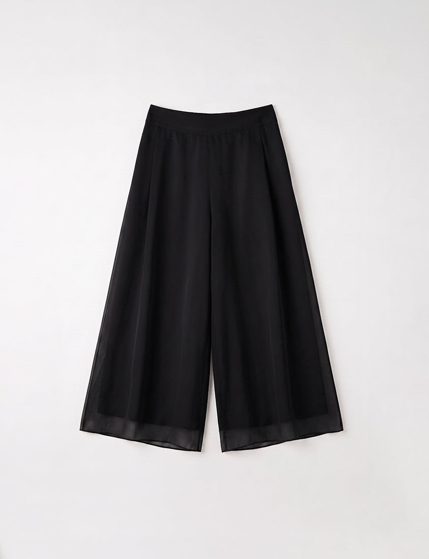 Wide Waistband Ethereal Sheer Plus Size Wide Leg Pants