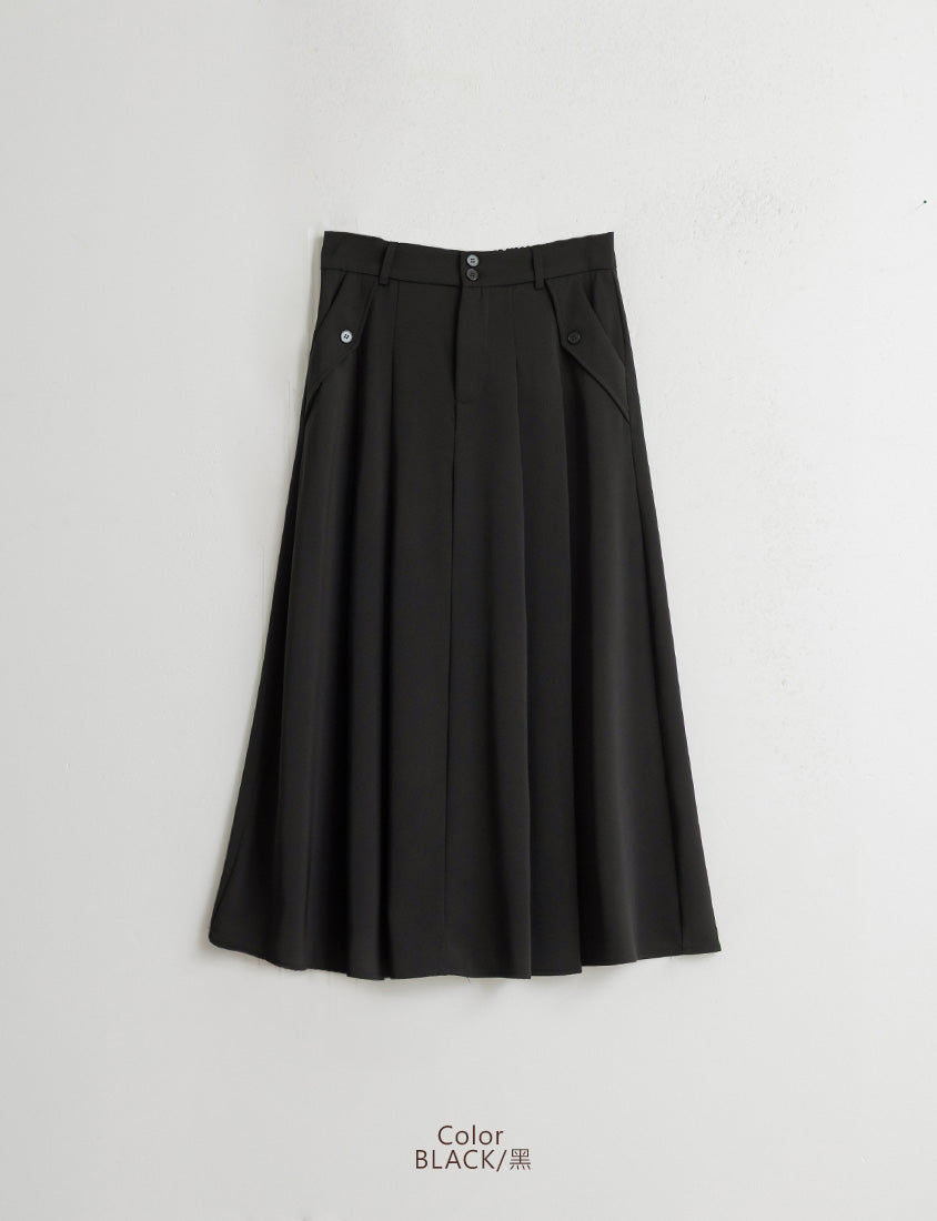 High Waist Double Button Pleated Chiffon Plus Size Skirt