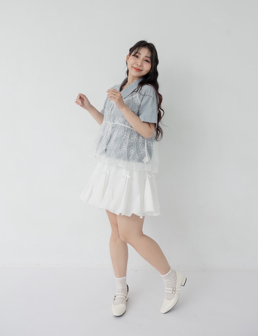 Spring Cotton Linen Stitch Plus Size Short Sleeve Shirt