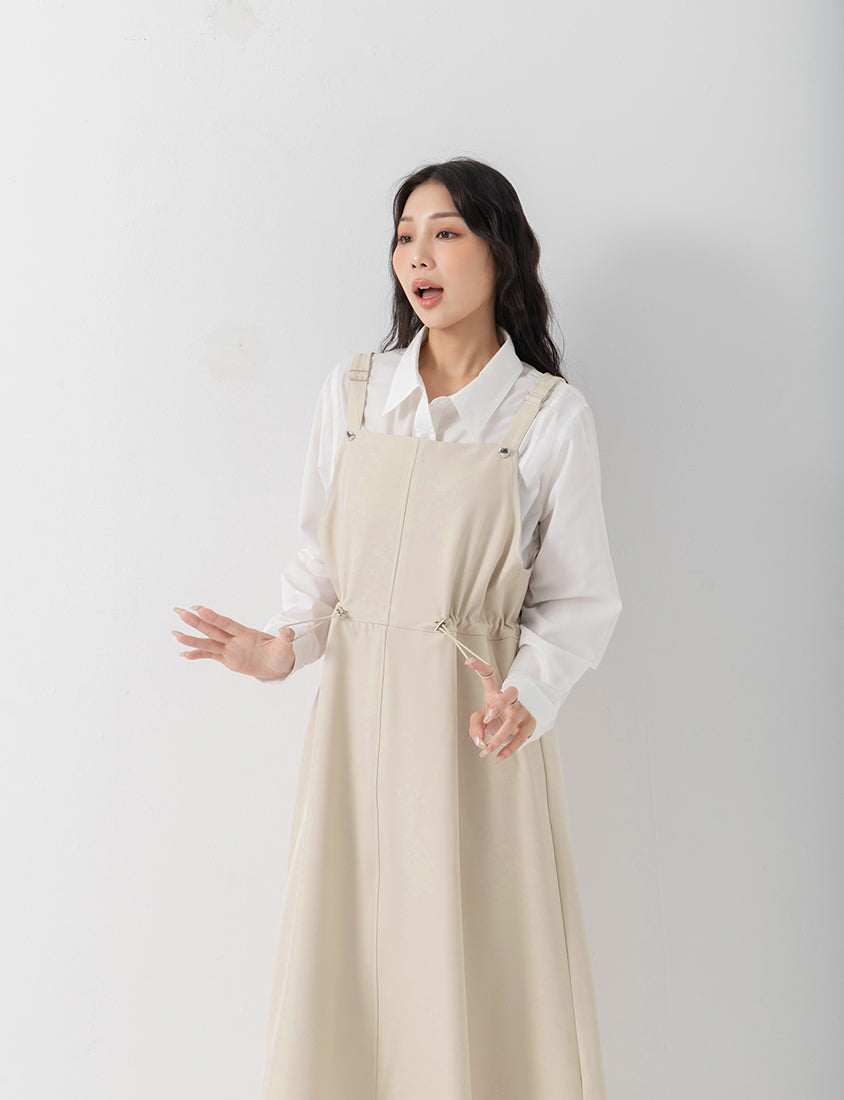 Adjustable Heart Button Strap Plus Size Maxi Dress