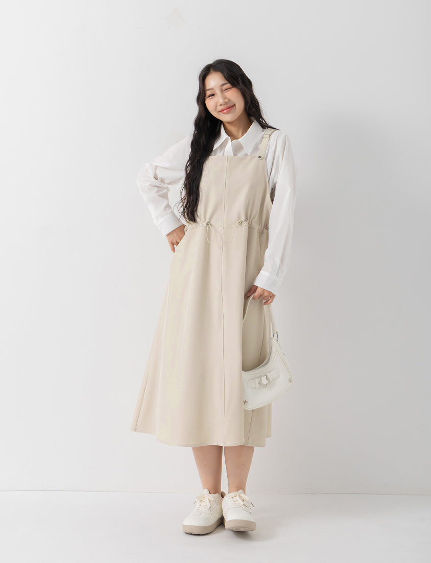 Adjustable Heart Button Strap Plus Size Maxi Dress