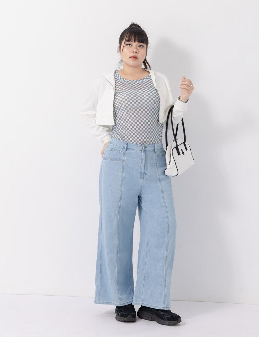 Standard Stitch Detail Plus Size Wide-Leg Jeans