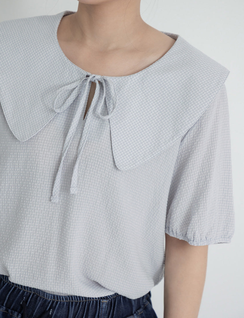 Cute Doll Collar Plaid Plus Size Shirt