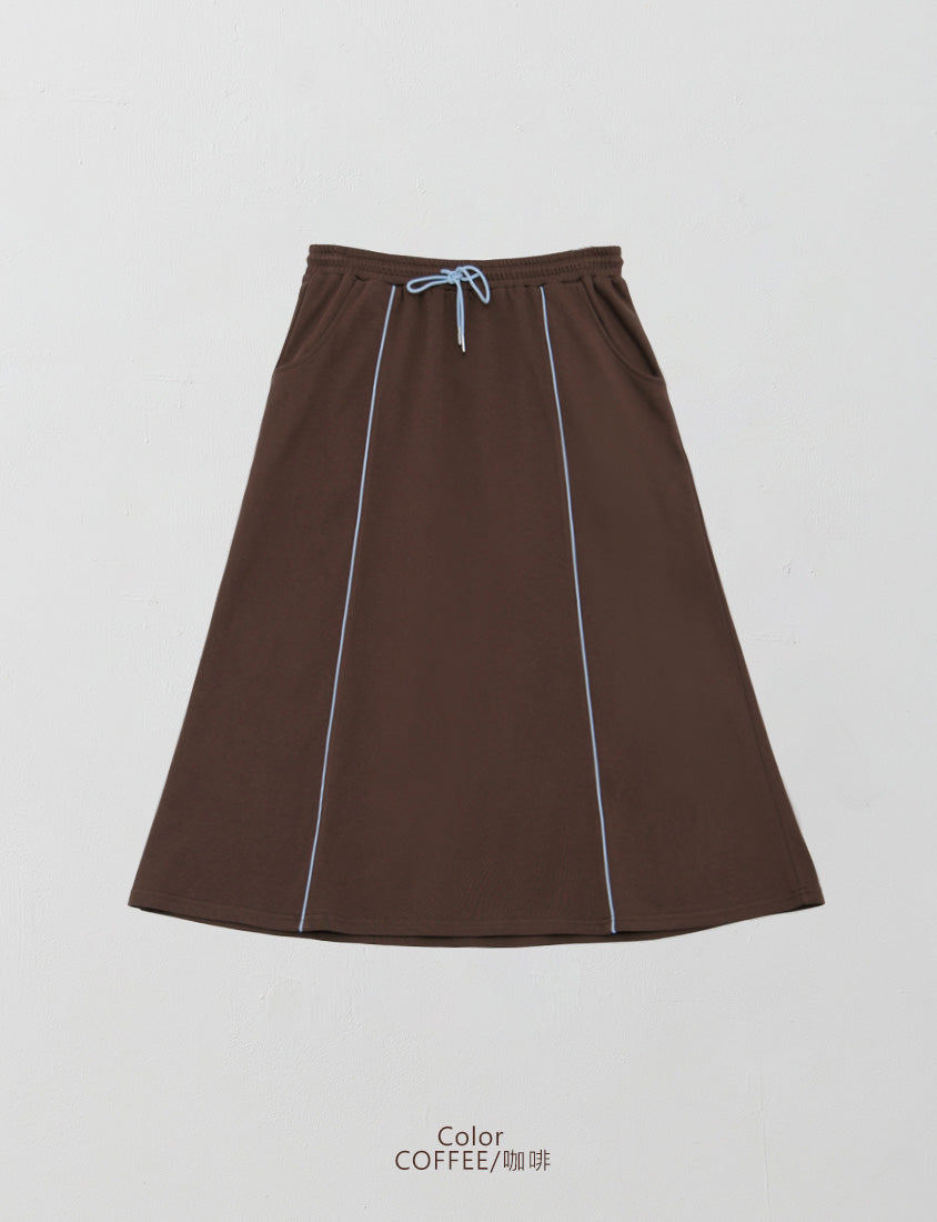 American Sporty Colorblock Piped Plus Size Maxi Skirt