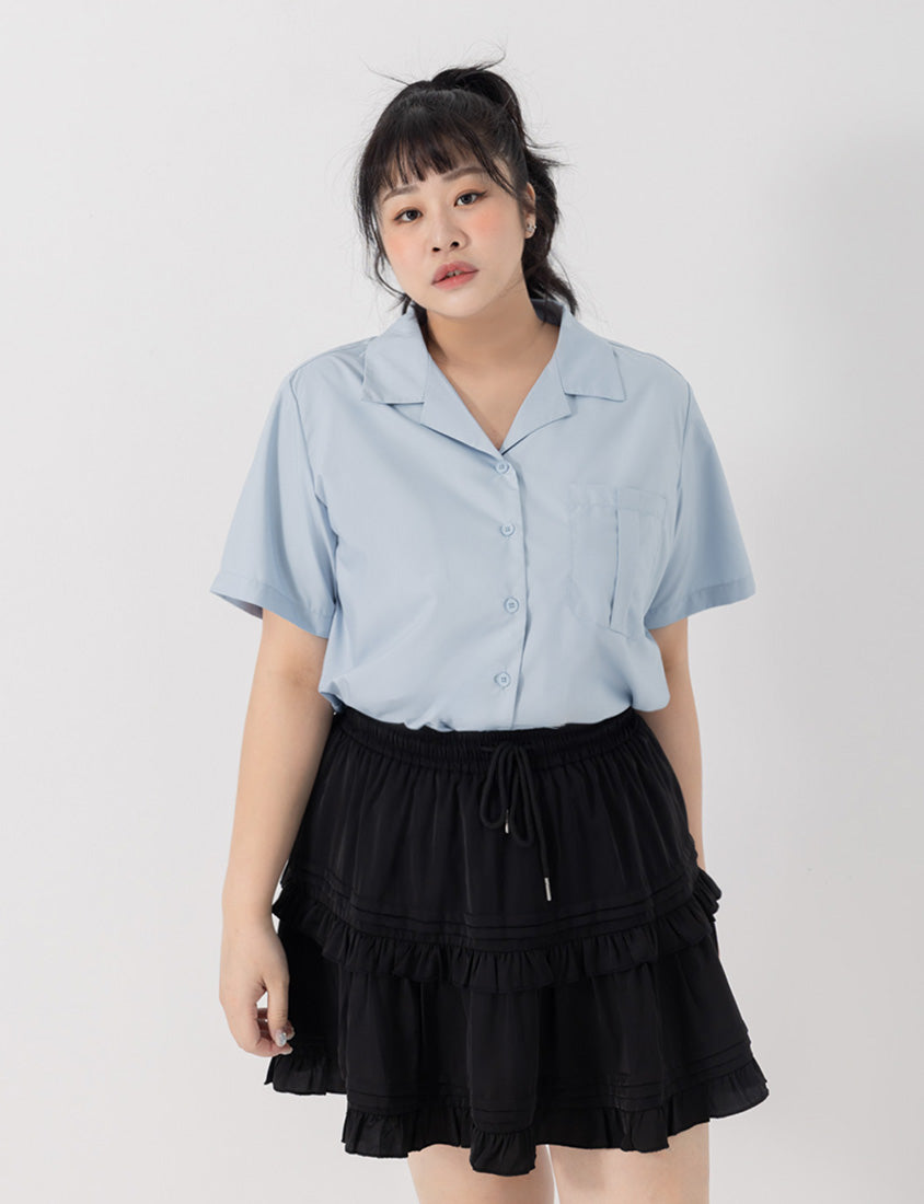Sweet Tiered Puffy Plus Size Mini Skirt