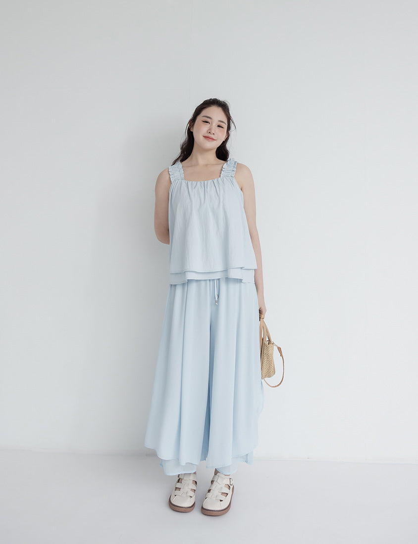 Flowy Layered Chiffon Plus Size Wide Leg Pants