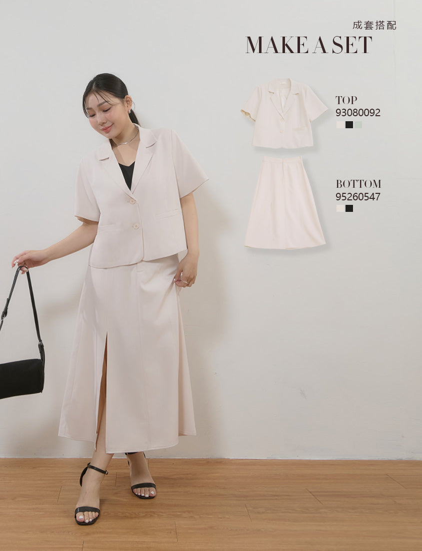 MISS. Silky Cool V-Waist Slit Tailored Plus Size Maxi Skirt