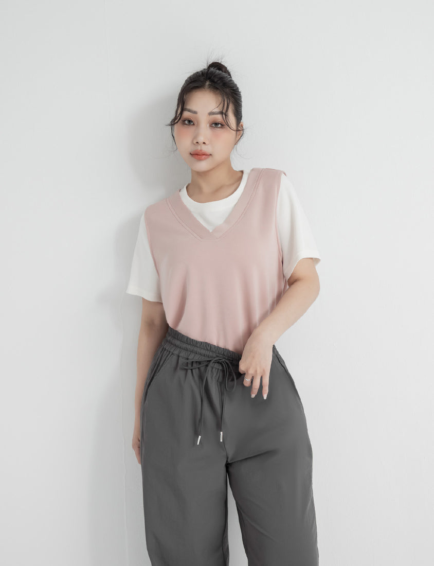 Instant Icy Cooling Cloud Cotton Faux Two Piece Plus Size Tee