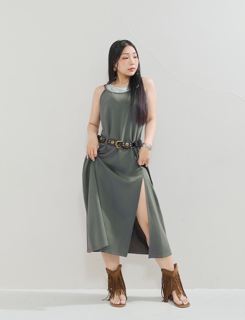 MUA! Cloud Cotton Faux Two Piece Plus Size Maxi Dress