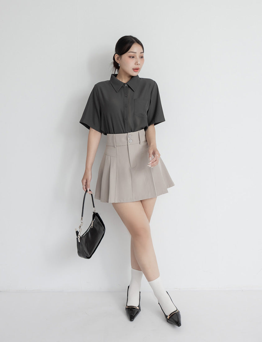 MISS. Silky Cool Classic Morandi Plus Size Shirt