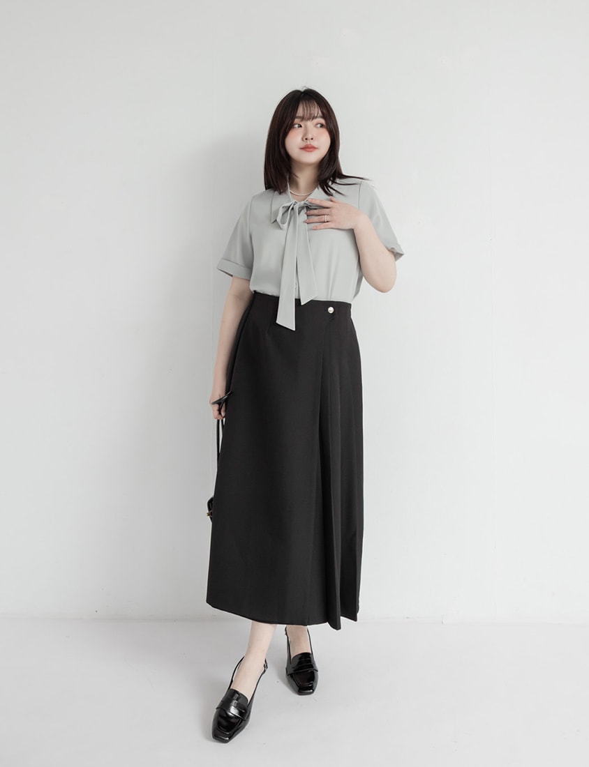 MISS. Asymmetric Pleated A-Line Plus Size Tailored Skirt