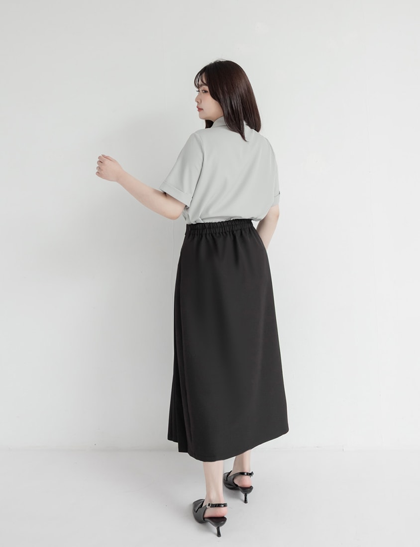 MISS. Asymmetric Pleated A-Line Plus Size Tailored Skirt