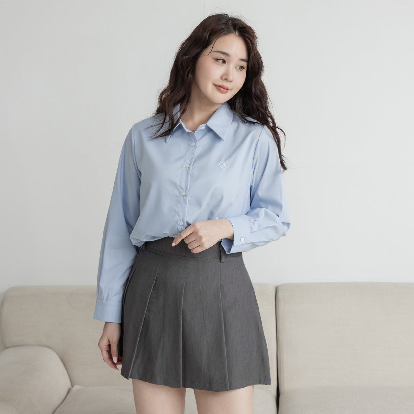 Heart Logo Embroidered Oversized Boyfriend Plus Size Shirt