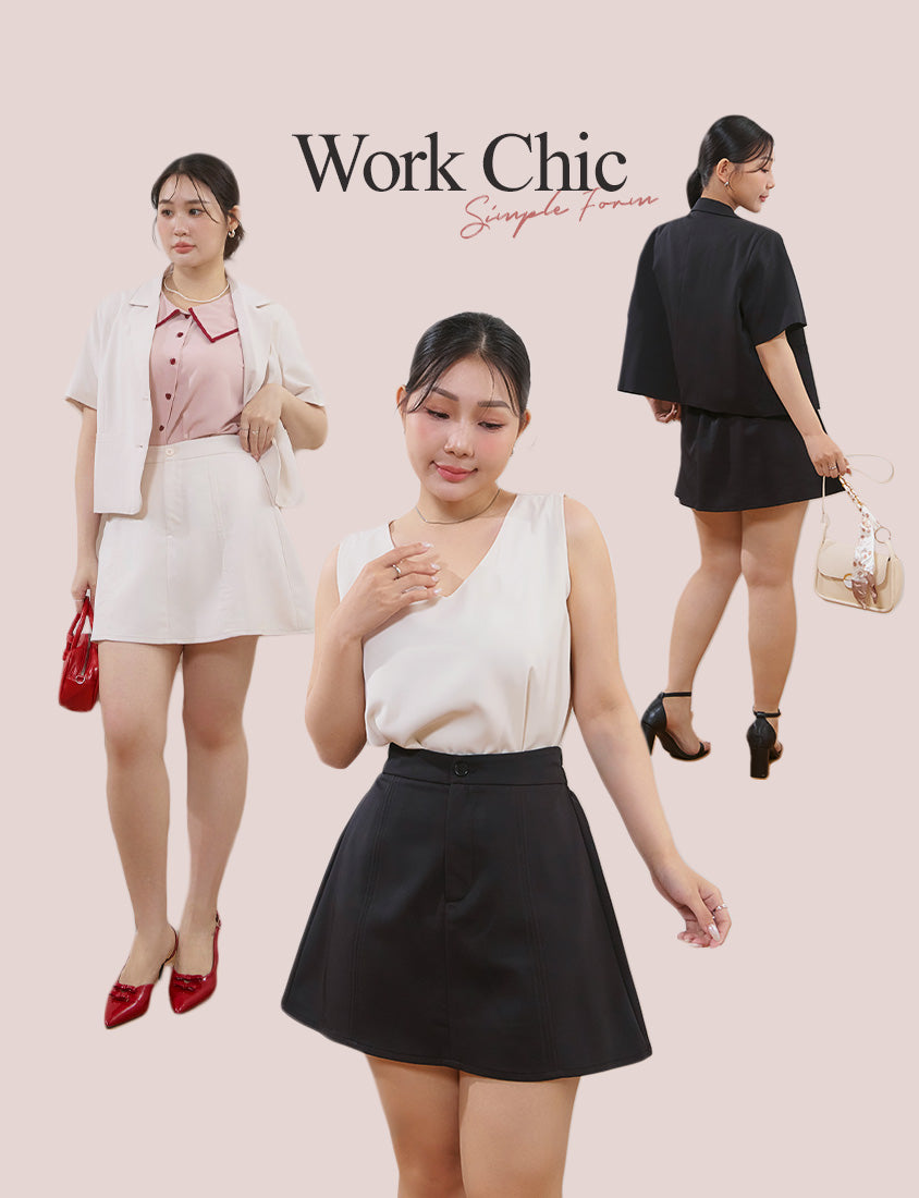 MISS. Silky Cool Slimming V-Waist Tailored Plus Size Skort