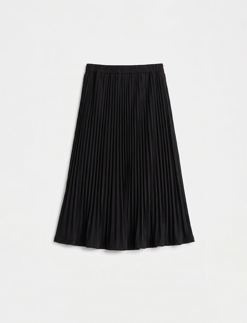 Elegant Flowy Elastic Waist Pleated Plus Size Maxi Skirt