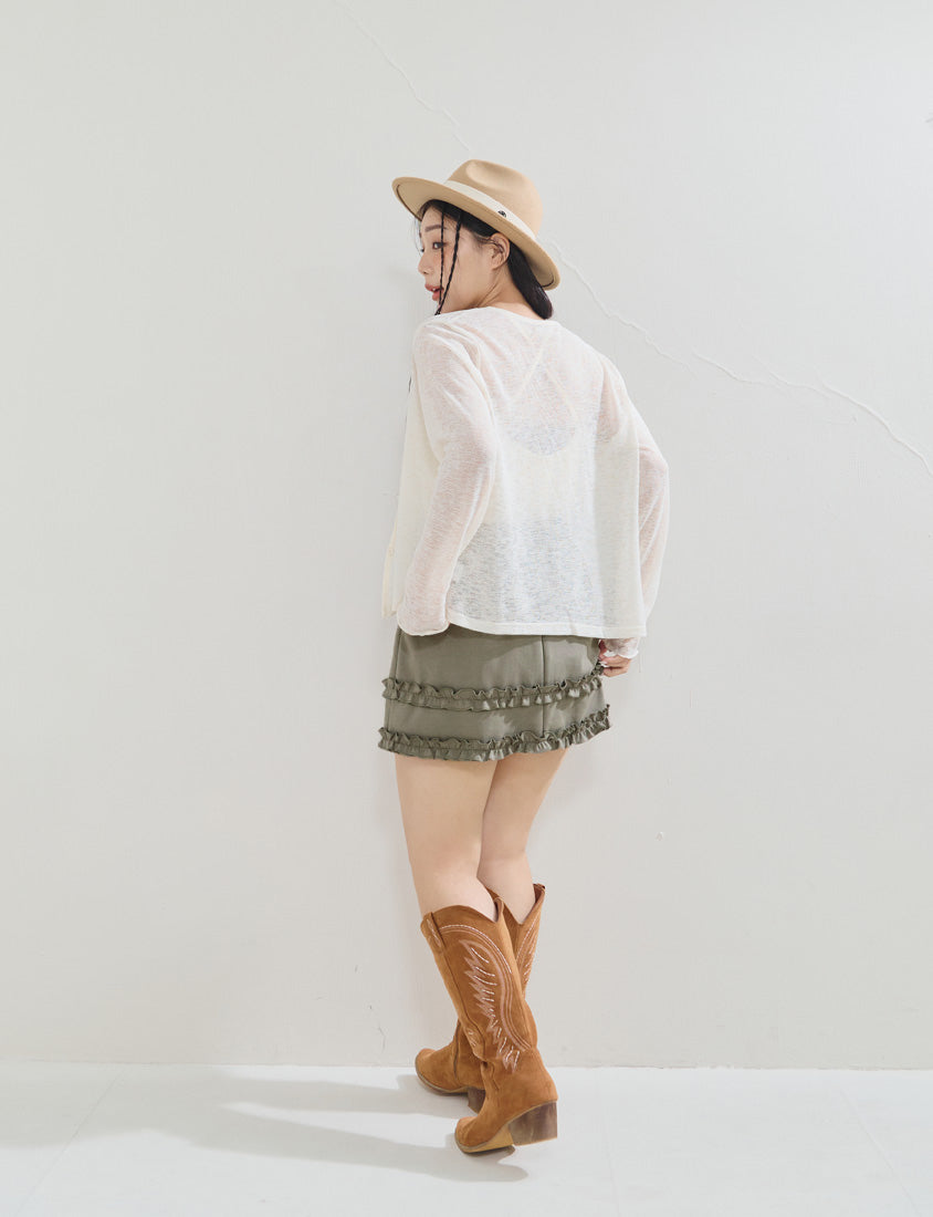 MUA! Textured Sheer Knit Plus Size Cardigan