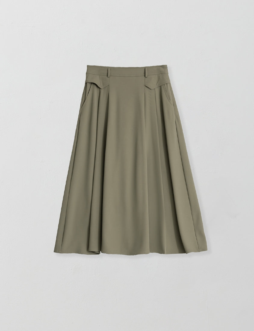 MISS. Slim Fit Tailored Pleated A-Line Plus Size Maxi Skirt