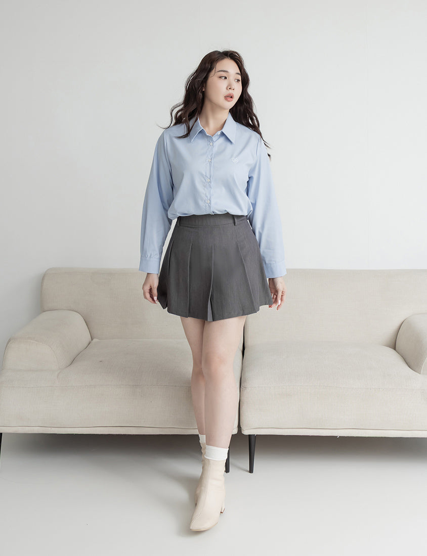 Heart Logo Embroidered Oversized Boyfriend Plus Size Shirt