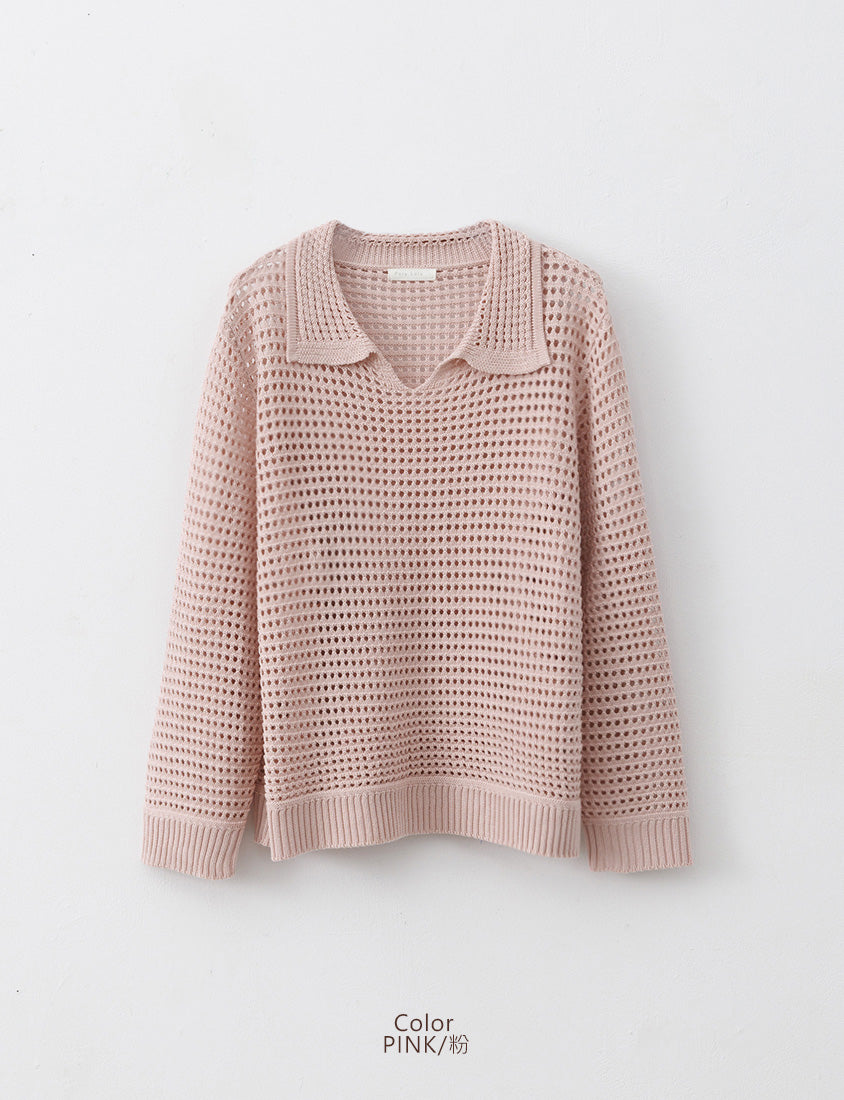 Anti-Pilling Cutout Hollow Collar Plus Size Knit Top