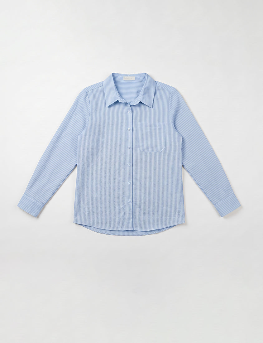 Textured Crinkle Stripe Plus Size Shirt