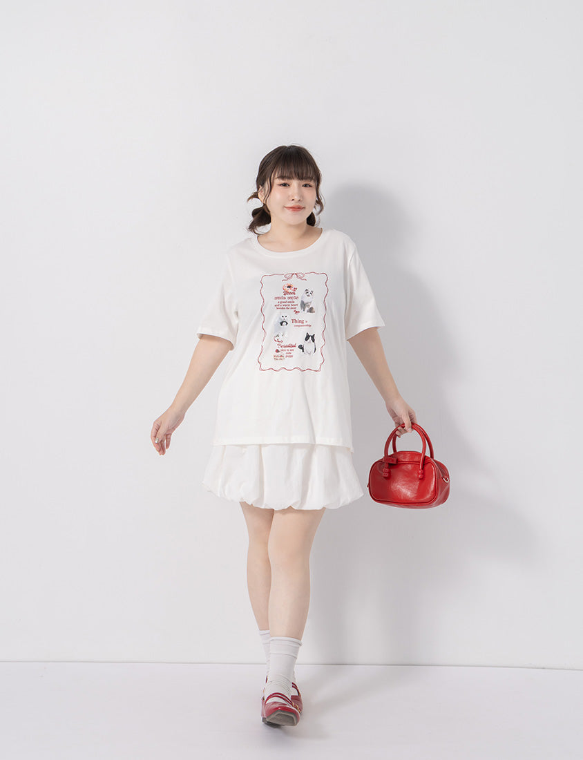 Cute Cat Print Oversized Plus Size Tee