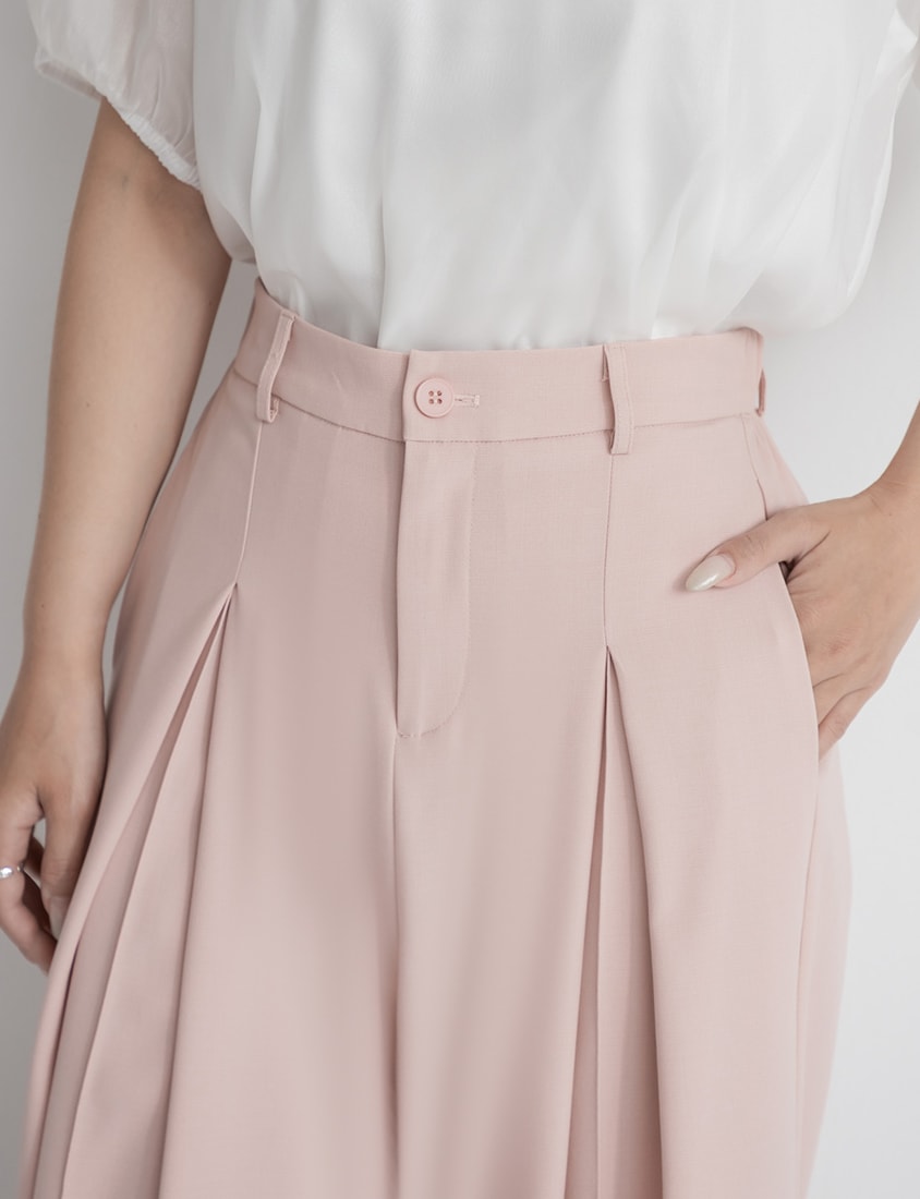 Pleated Cropped Plus Size Wide-Leg Pants