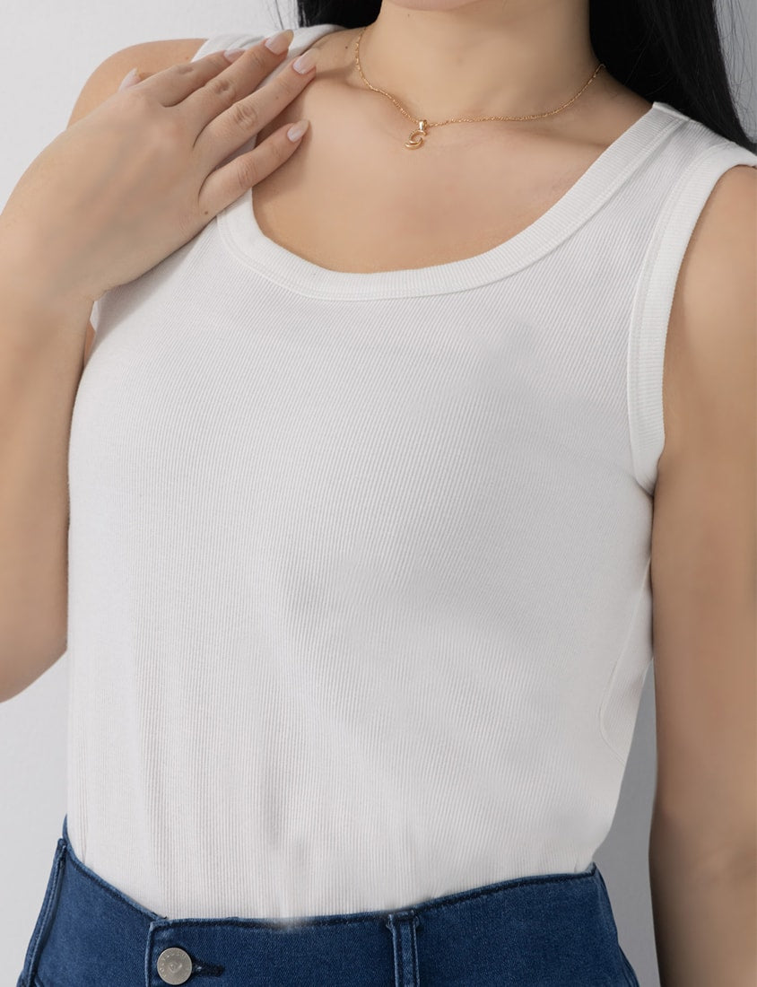Basic Ribbed Sleeveless Plus Size Tank Top