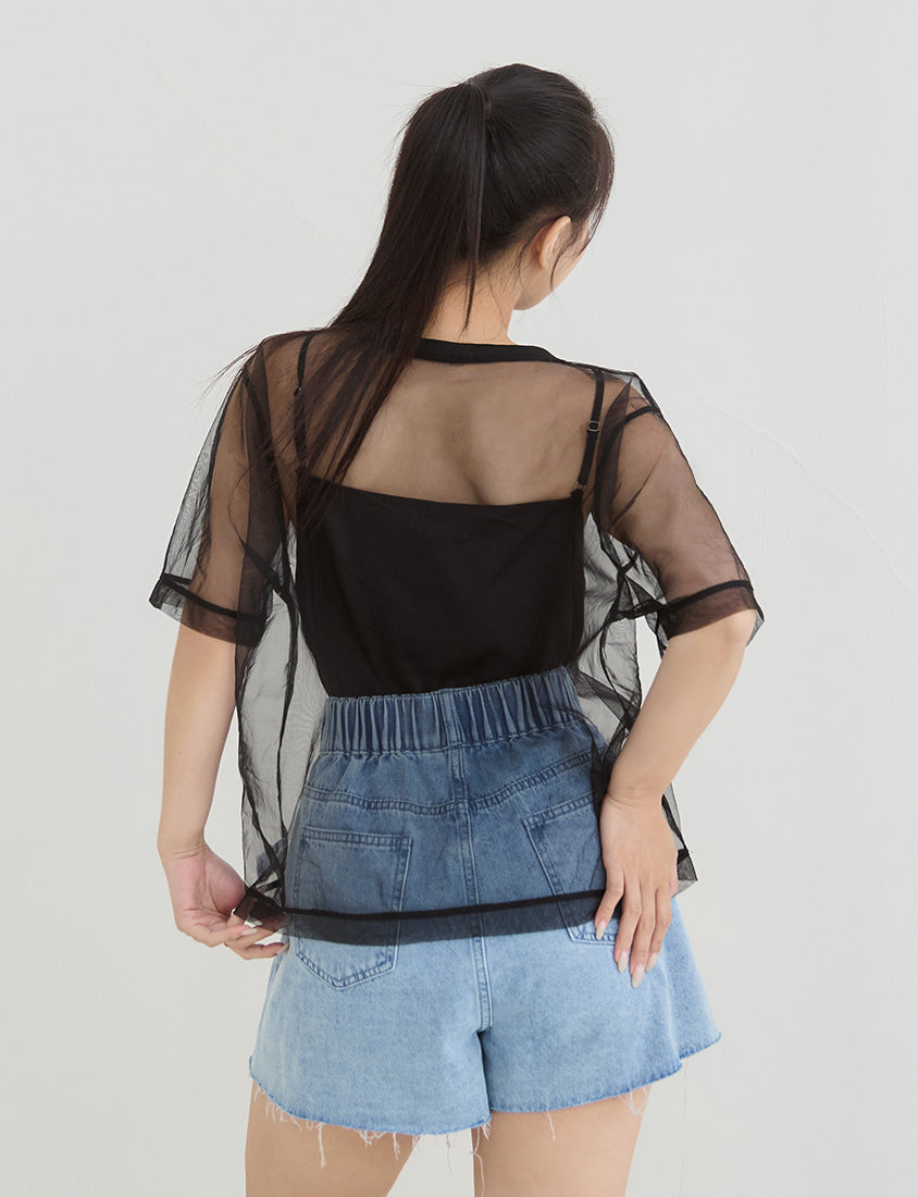 Sheer Mesh Sporty Top & Tank Plus Size Set