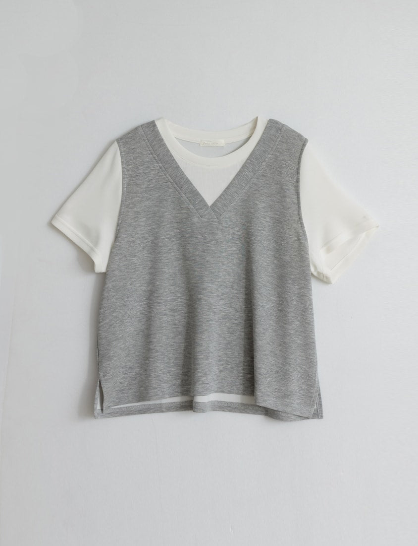 Instant Icy Cooling Cloud Cotton Faux Two Piece Plus Size Tee