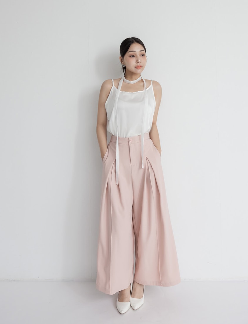 Pleated Cropped Plus Size Wide-Leg Pants