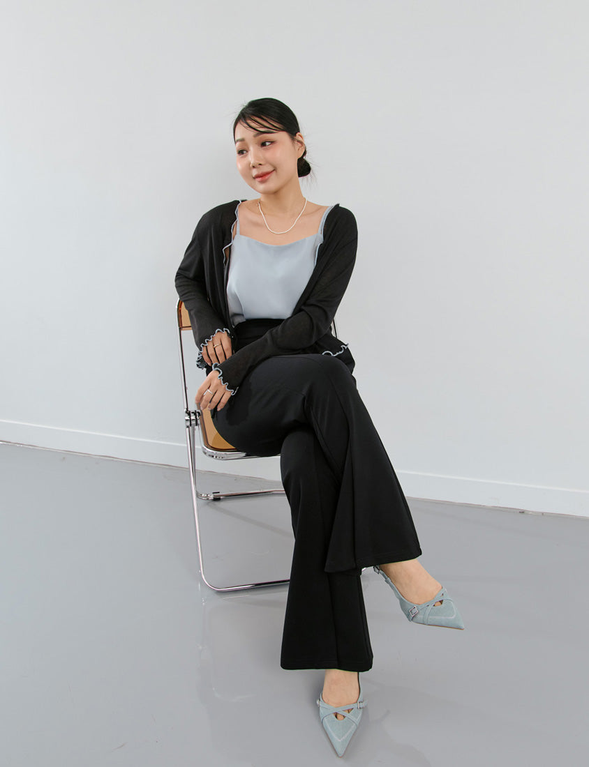 MISS. Pear-Shaped Friendly! Perfect Fit Slit Plus Size Flare Tailored Pants