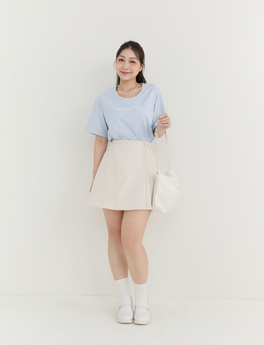 MISS. Elegant Contrast Letter Print Plus Size Tee