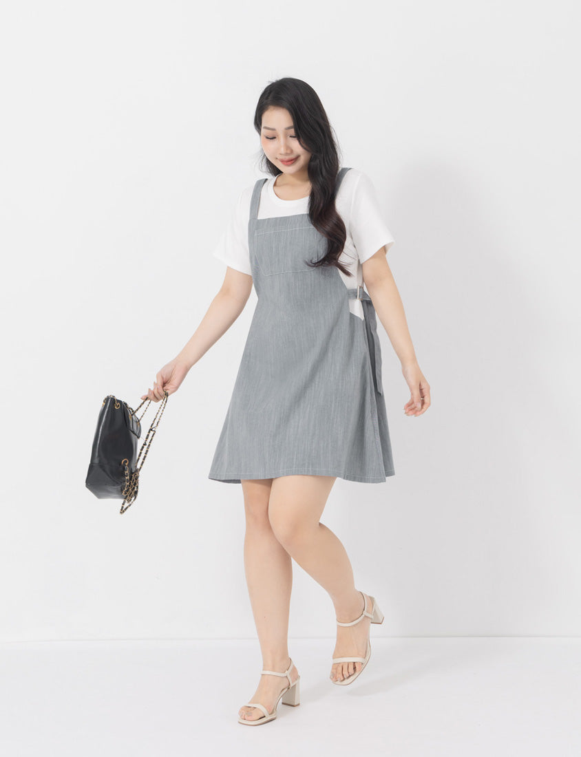 Denim Faux Two Piece Cloud Cotton Plus Size Mini Dress