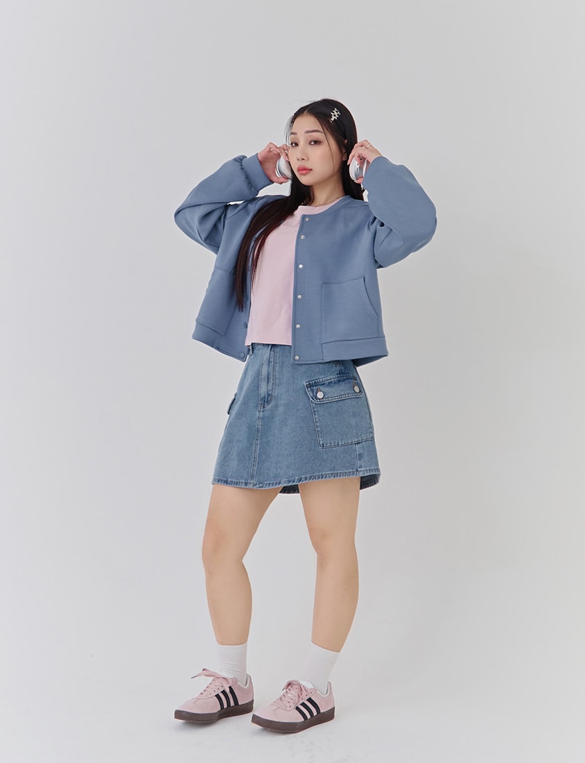Round Neck Colorblock Topstitch Plus Size Slim Fit Top
