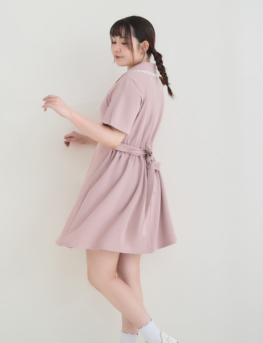 Sweet Preppy Contrast Collar Plus Size Maxi Dress