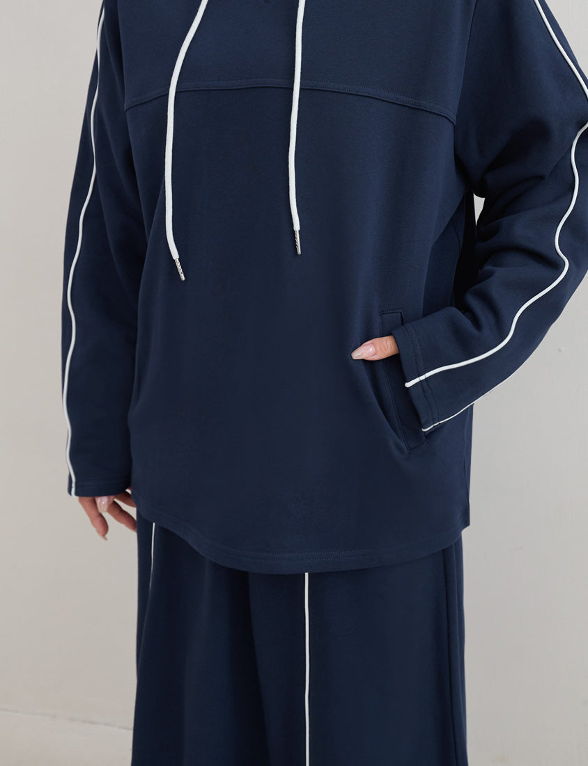 American Sporty Colorblock Oversized Long Sleeve Top (Unisex)