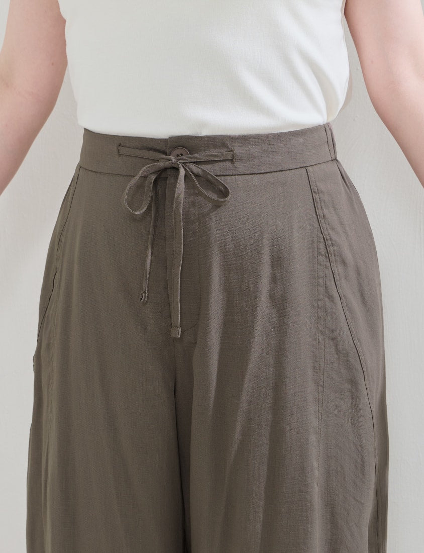 Lightweight Linen-Blend Plus Size Drawstring Pants