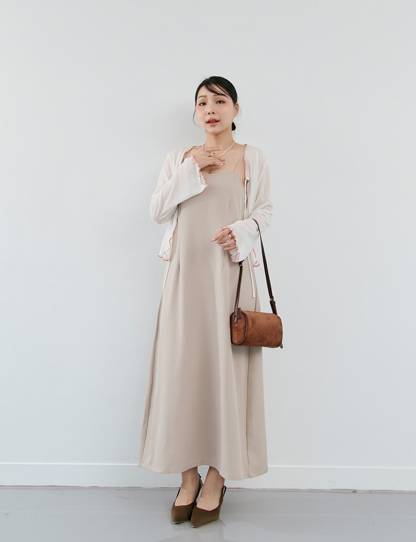 MISS. Contrast Ruffle Tie-Front Plus Size Cardigan