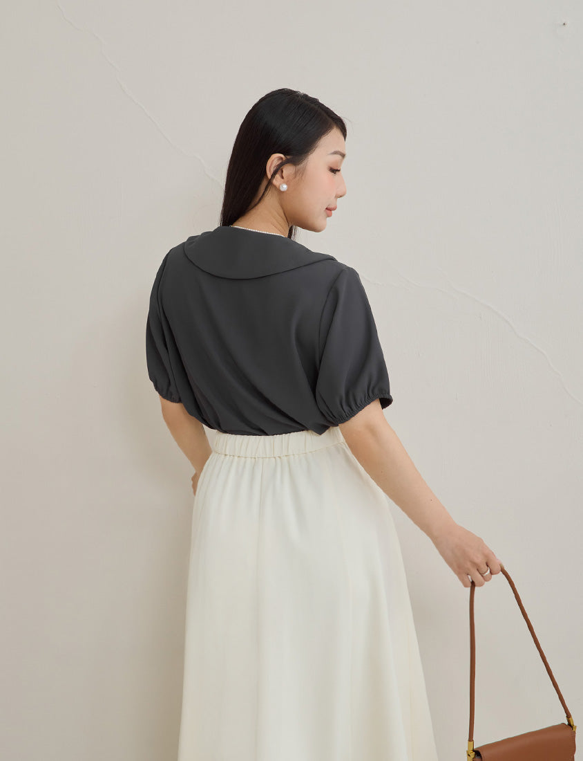 MISS. Silky Cool Wrinkle-Resistant Tie-Front Plus Size Collar Shirt