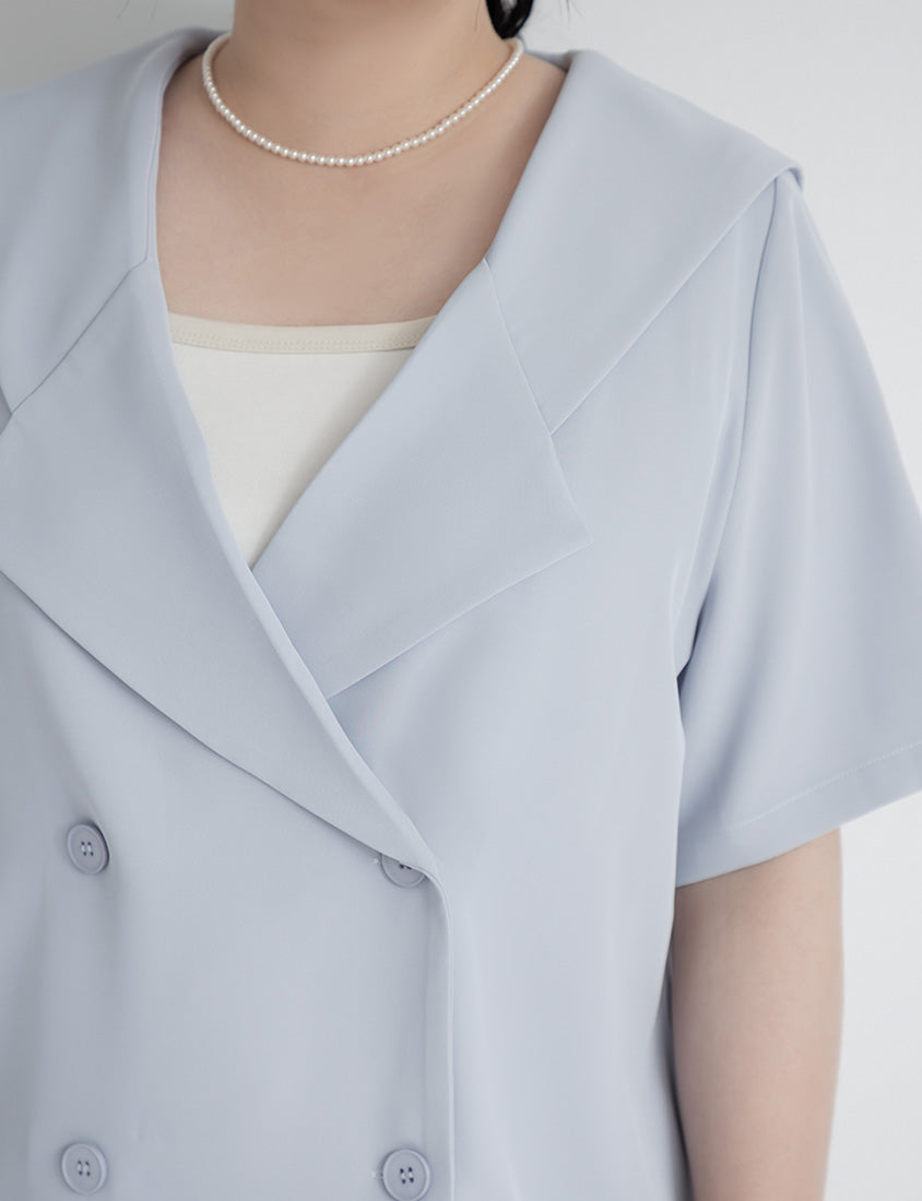 MISS. Silky Cooling Sailor Collar Plus Size Blazer