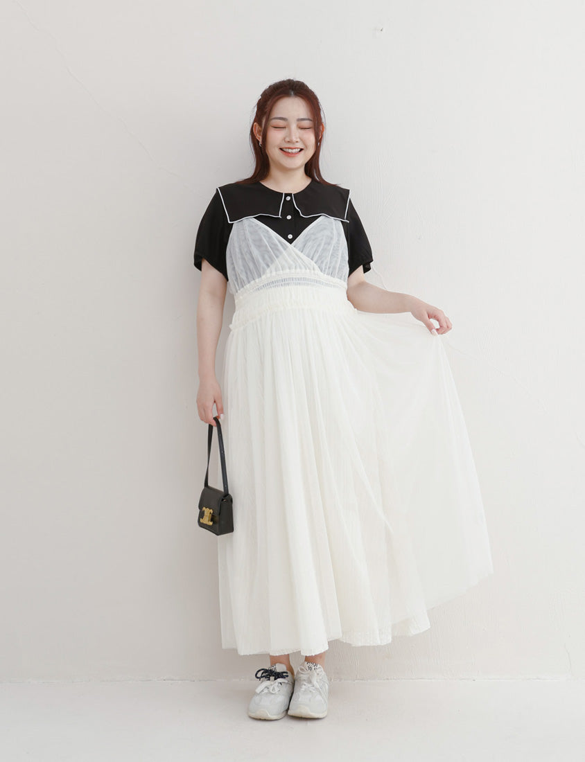 Soft Stretch Crinkled Elastic Waist Plus Size Maxi Skirt