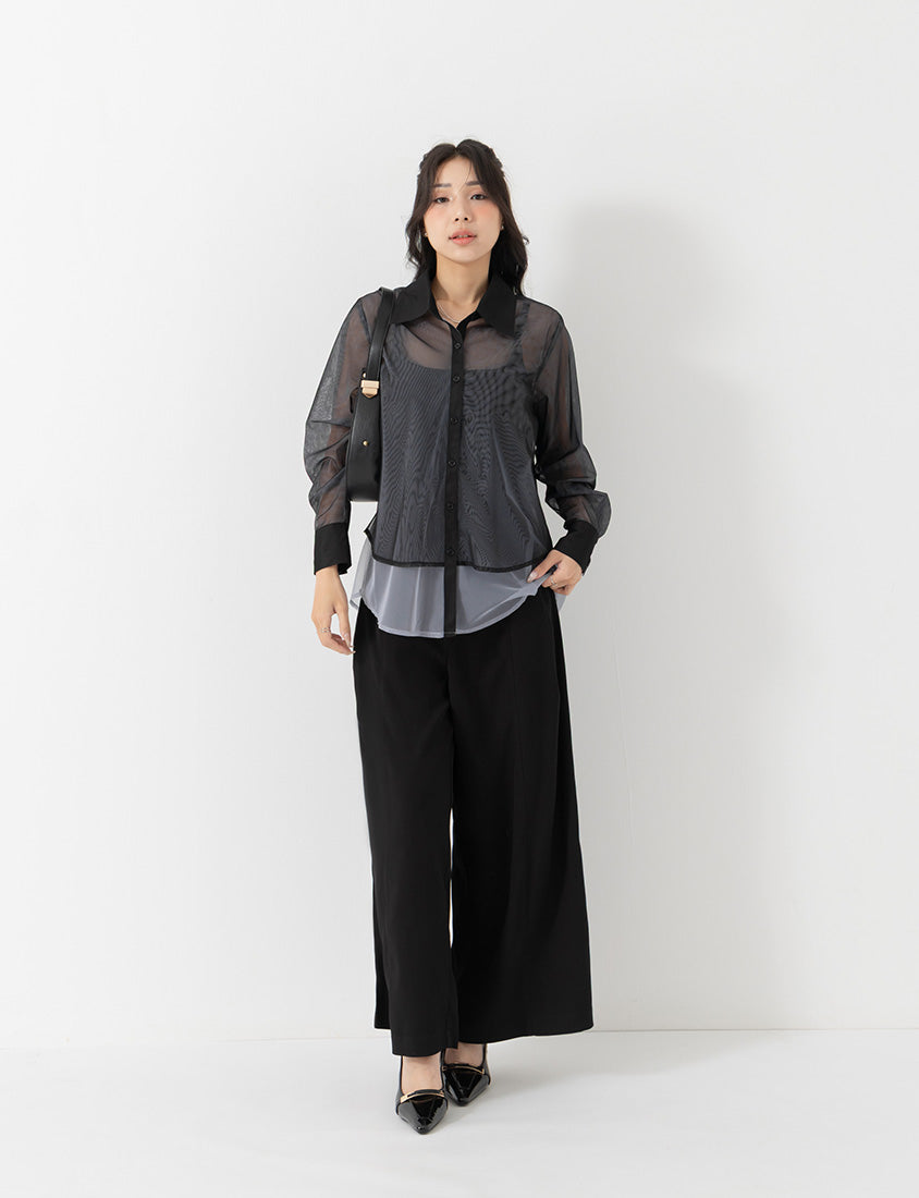 MISS. Japanese-Inspired Ethereal Sheer Layered Plus Size Shirt