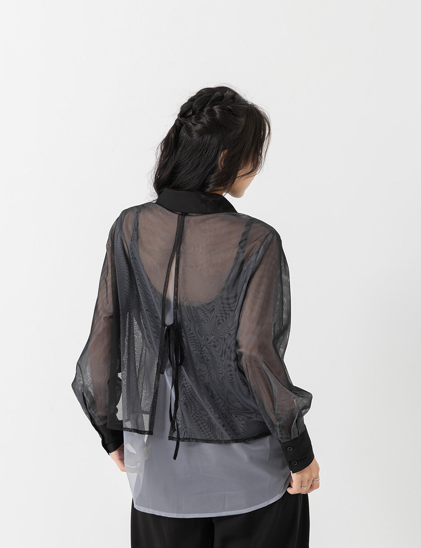 MISS. Japanese-Inspired Ethereal Sheer Layered Plus Size Shirt