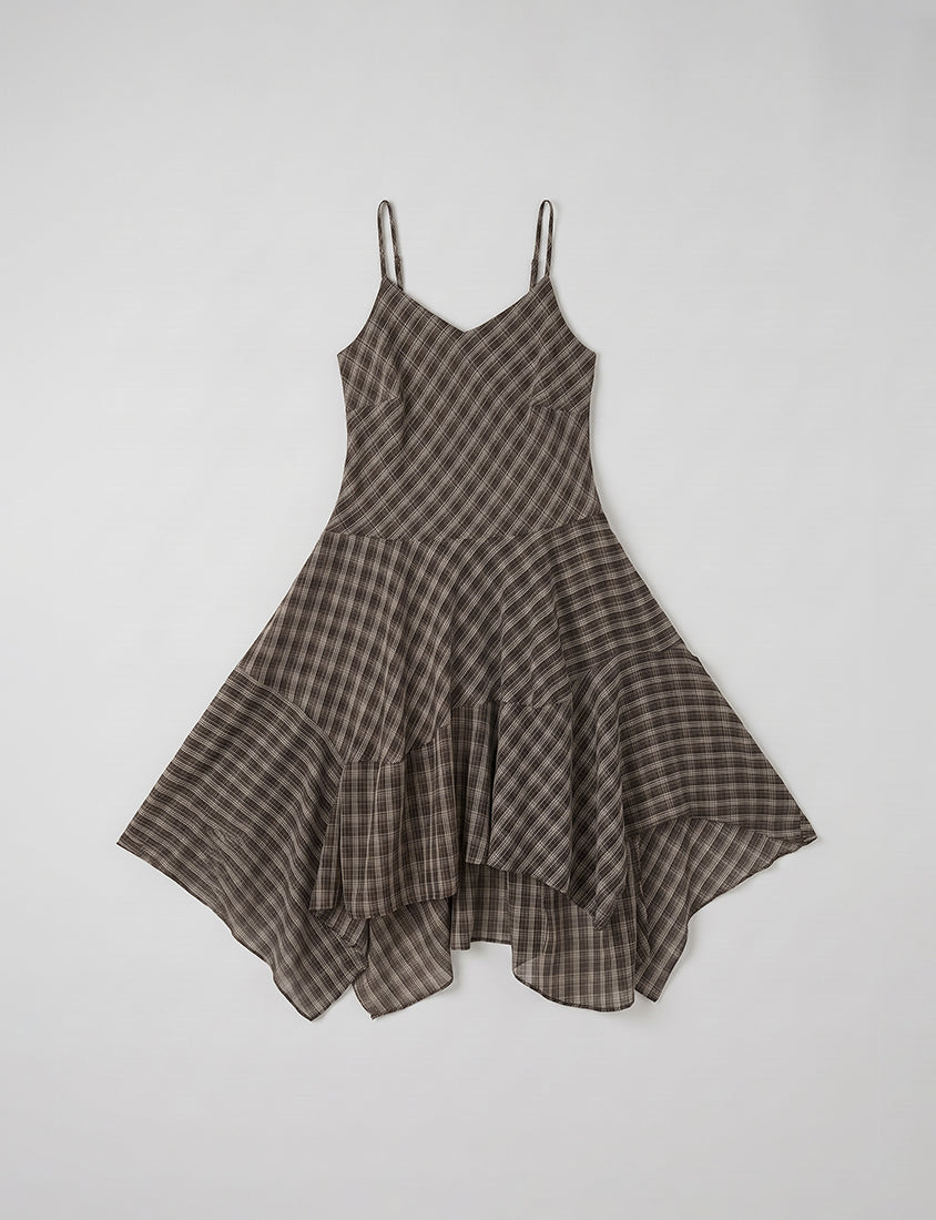 MUA! Asymmetrical Hem Plaid Plus Size Cami Dress